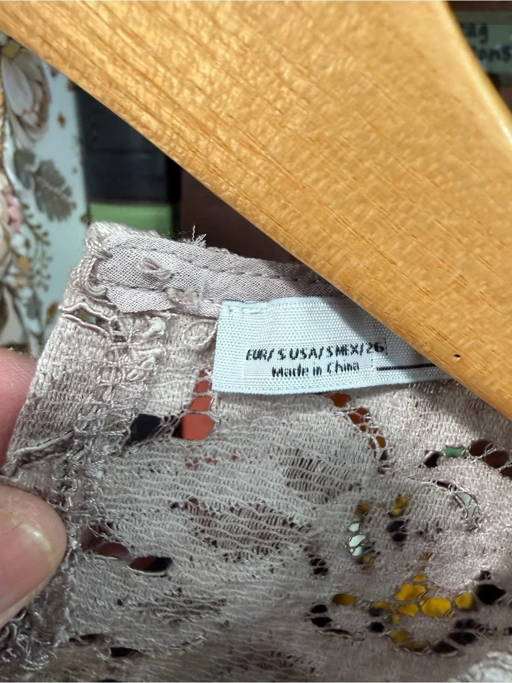 Zara Lace Floral Long-Sleeve Top - Taupe